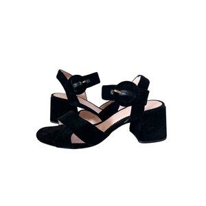 J CREW Women's Black Velvet Sandals Heels Sz 8.5
